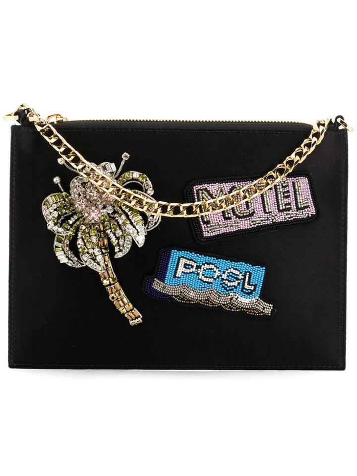 No21 Motel-embroidered Satin Bag - Black