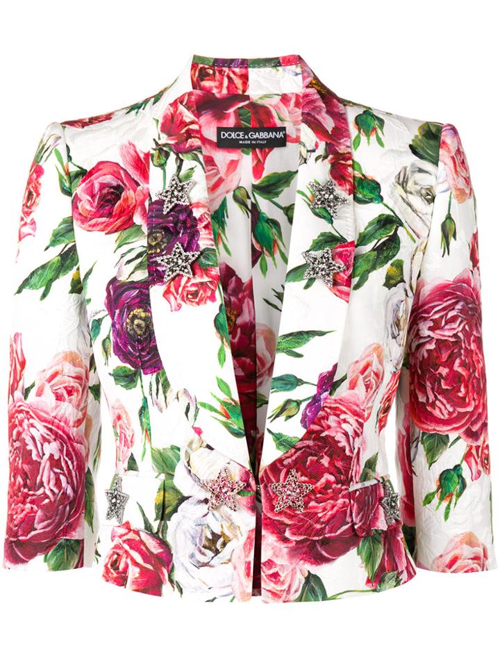 Dolce & Gabbana Peony And Rose Print Jacket - White