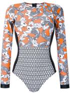 The Upside Sea Of Koi Print Paddle Suit - Multicolour