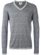 Armani Collezioni Patterned V-neck T-shirt - Grey