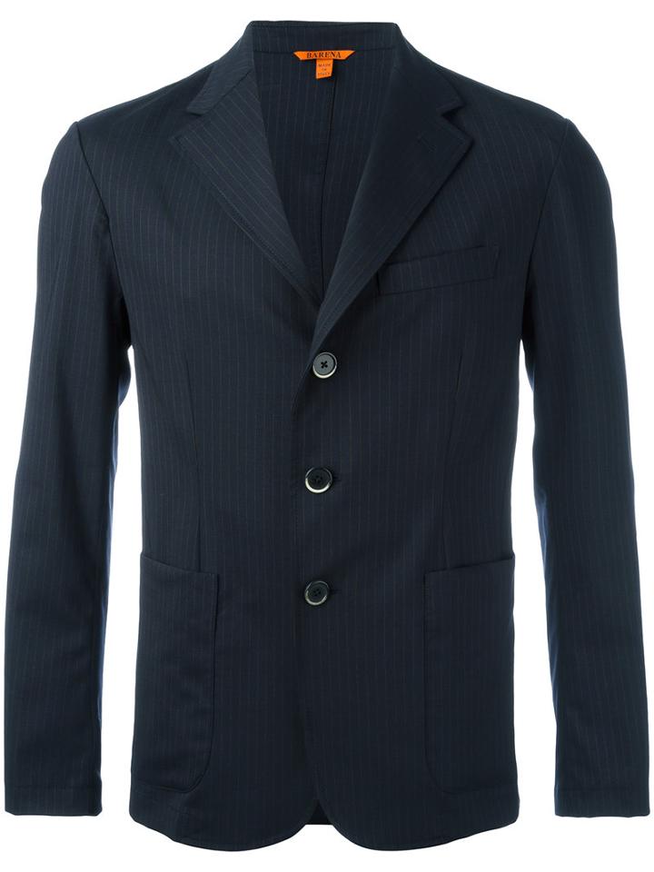 Barena Pinstriped Blazer, Men's, Size: 52, Blue, Virgin Wool/spandex/elastane