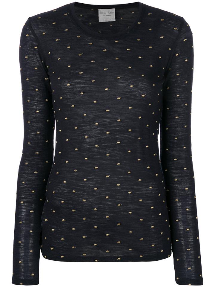 Forte Forte Embroidered Polka Dot Top - Black