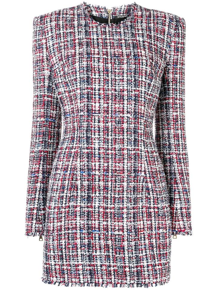 Balmain Tweed Mini Dress - Blue