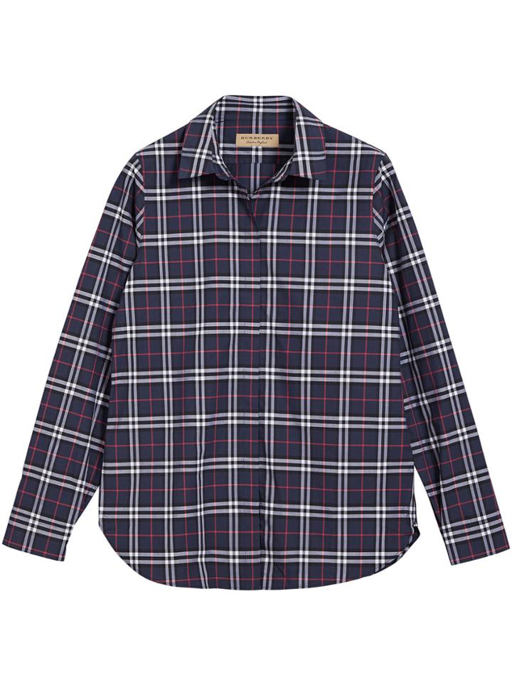 Burberry Check Cotton Shirt - Blue