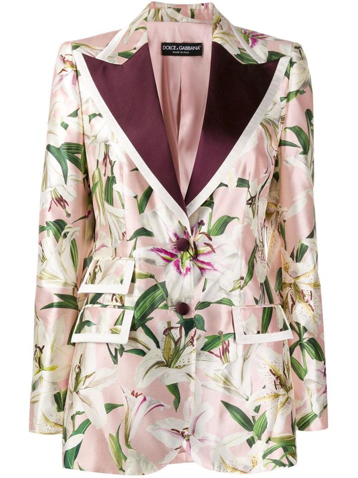 Dolce & Gabbana Lily Print Blazer - Pink