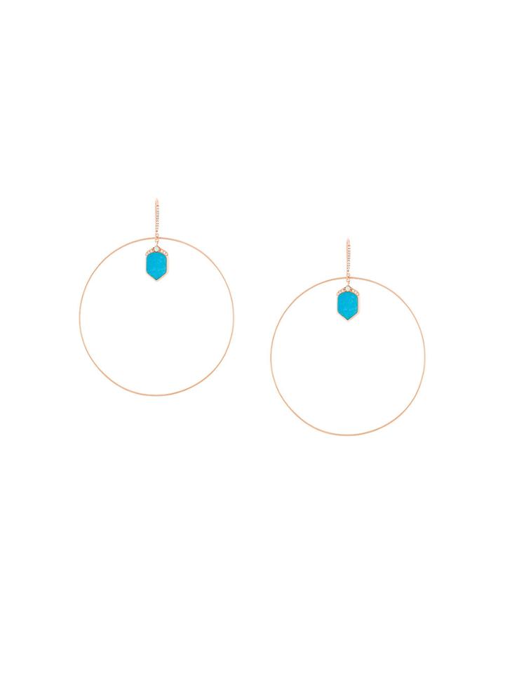 Joëlle Jewellery Lapis And Diamond Set Hoop Earrings - Metallic