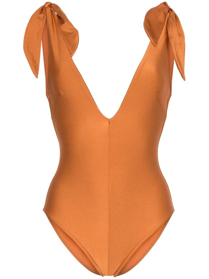 Zimmermann Honour Deep-v Neck Swimsuit - Brown