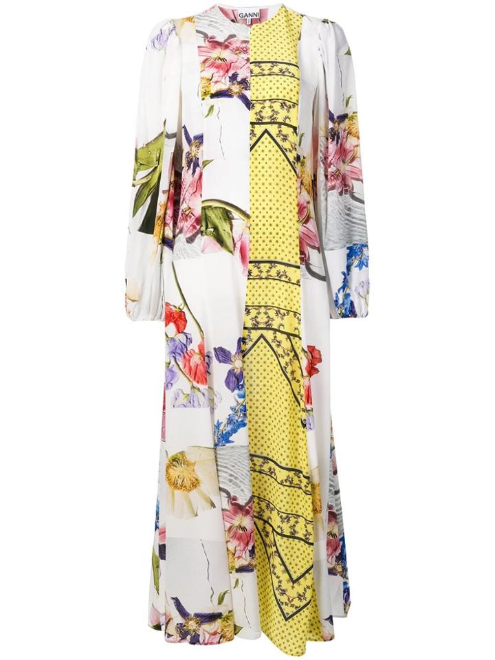 Ganni Printed Maxi Dress - White