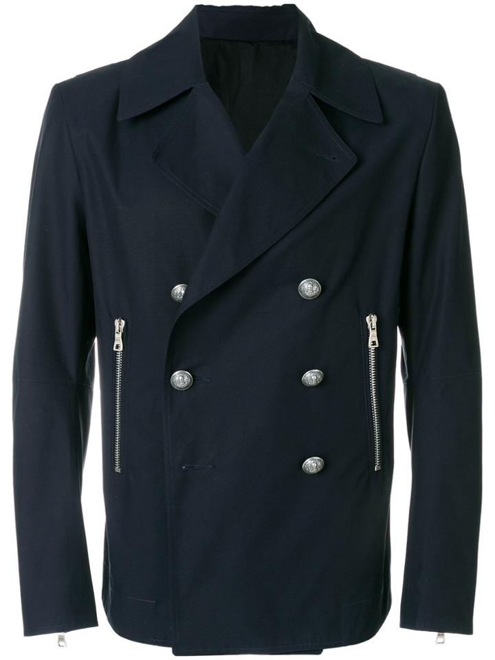Balmain Double-breasted Coat - Blue