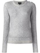 Emporio Armani Side Button Sweater, Women's, Size: 44, Grey, Cashmere