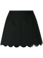 Red Valentino Scalloped Edge Mini Skirt - Black