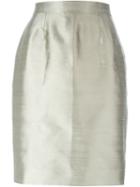 Christian Dior Vintage Short Pencil Skirt, Women's, Size: 40, Grey
