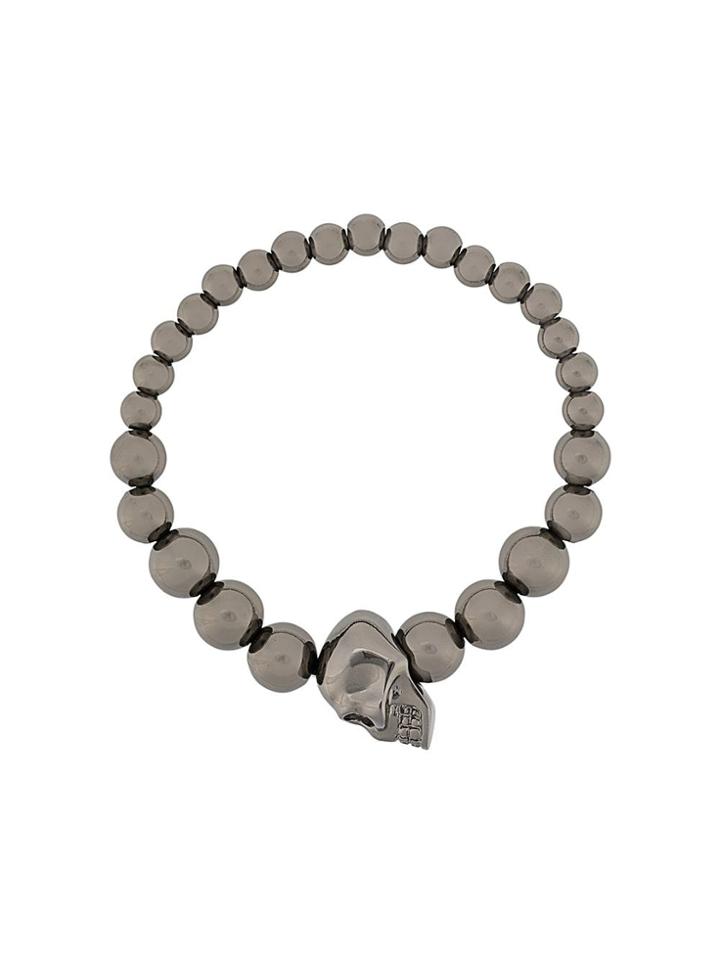 Alexander Mcqueen Skull Beaded Bracelet - Silver