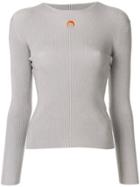 Marine Serre Open Back Ribbed Top - Silver