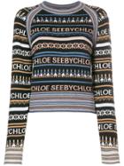 See By Chloé Knitted Multi Patterns Sweater - Black