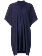 Y's Draped V-neck Dress - Blue