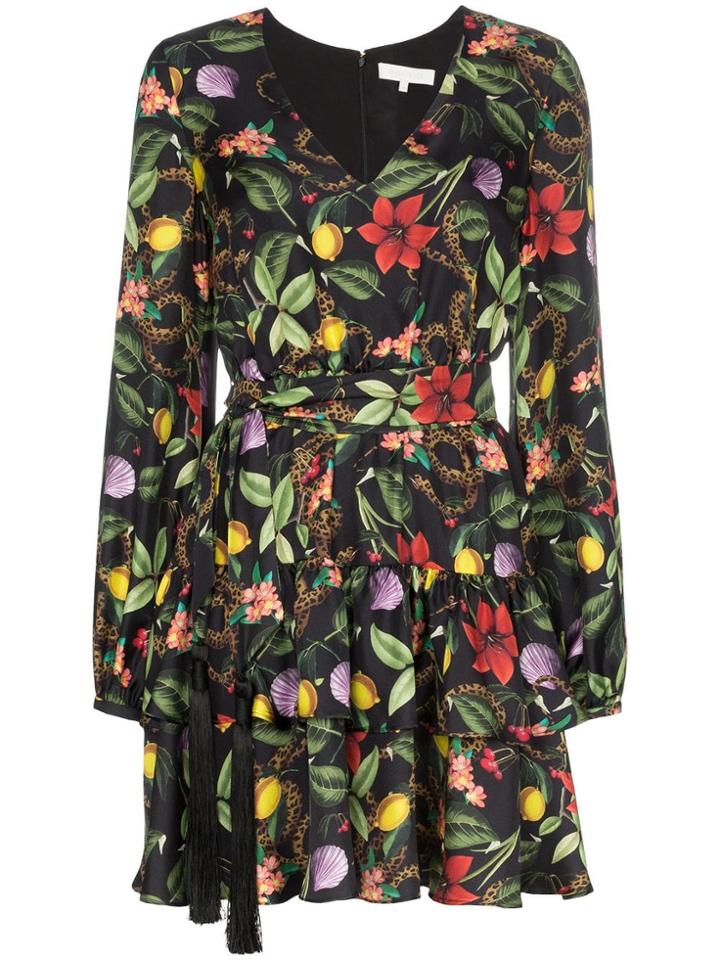 Borgo De Nor Floral Print Tiered Silk Mini Dress - Multicoloured