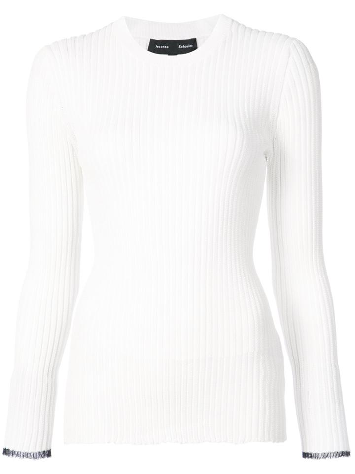 Proenza Schouler Long Sleeve Ribbed Crewneck Sweater - White