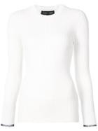 Proenza Schouler Long Sleeve Ribbed Crewneck Sweater - White