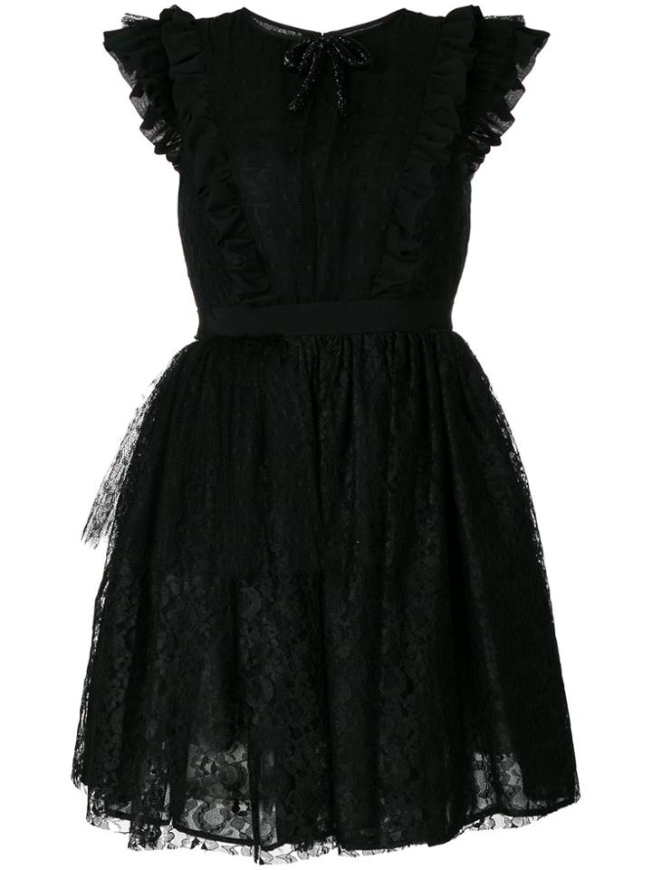 Msgm Ruffled Lace Flared Dress - Black