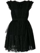 Msgm Ruffled Lace Flared Dress - Black