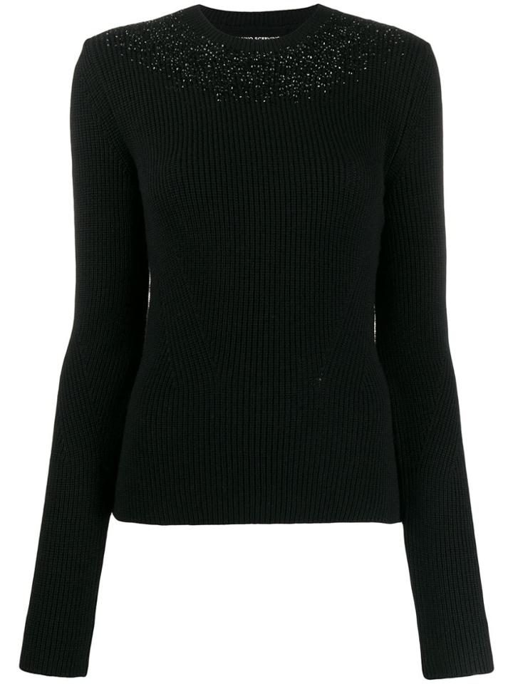 Ermanno Scervino Embellished Neck Jumper - Black