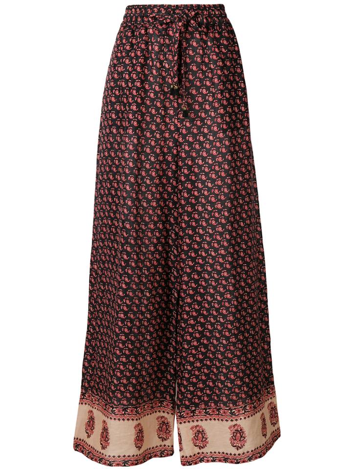 Zimmermann Jaya Printed Wide-leg Trousers - Black