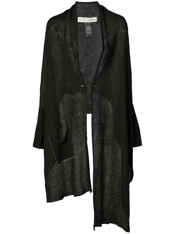 Isabel Benenato - Long Asymmetric Cardigan - Women - Linen/flax - 46, Black, Linen/flax