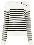 Saint Laurent - Striped Jumper - Women - Wool - Xs, White, Wool