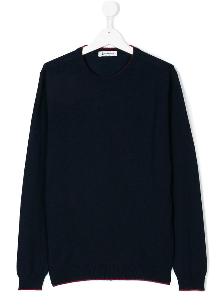 Dondup Kids Teen Contrast Trim Knitted Jumper - Blue