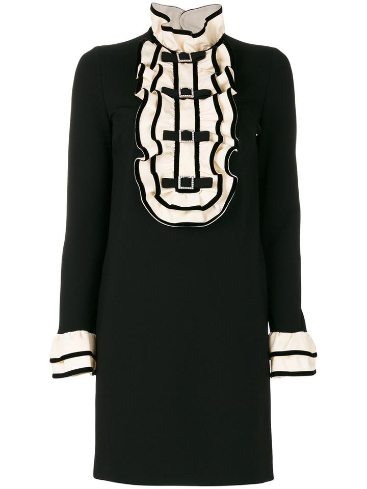 Gucci - Ruffled Bib Mini Dress - Women - Polyamide/spandex/elastane/viscose - M, Black, Polyamide/spandex/elastane/viscose