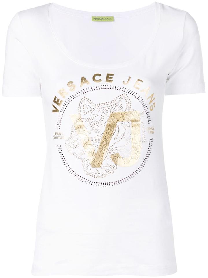 Versace Jeans Rhinestone Logo T-shirt - White