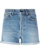 Saint Laurent Stonewashed Denim Shorts, Women's, Size: 28, Blue, Cotton