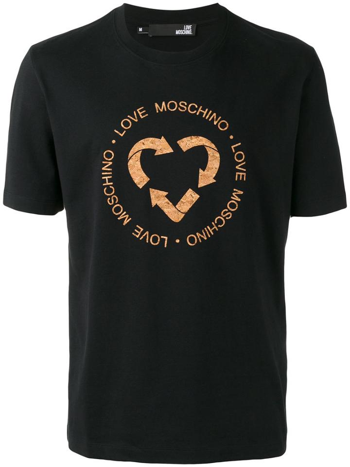 Love Moschino Recycle Logo T-shirt, Men's, Size: Large, Black, Cotton/cork