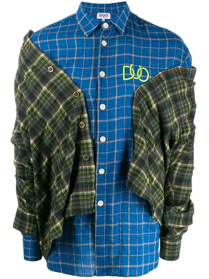 Duo Oversized Layered Asymmetric Ls Shirt - Green