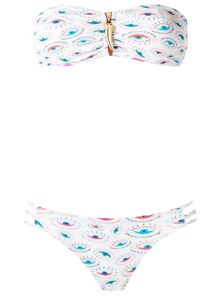 Brigitte Bandeau Bikini Set, Women's, Size: G, White, Spandex/elastane/polyimide