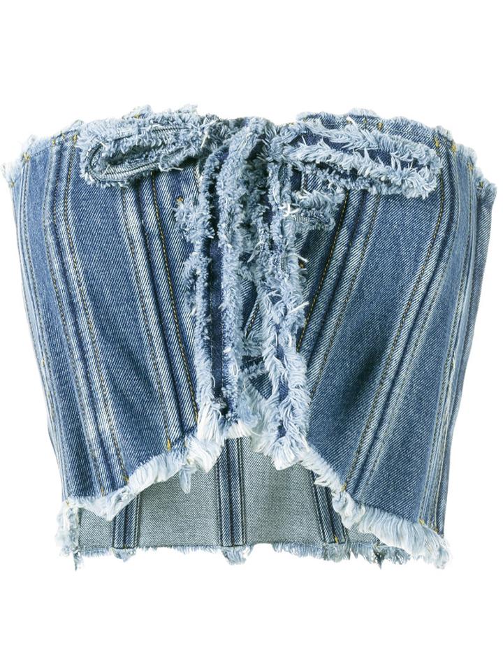 Philosophy Di Lorenzo Serafini Corset Denim Top, Women's, Size: 42, Blue, Cotton