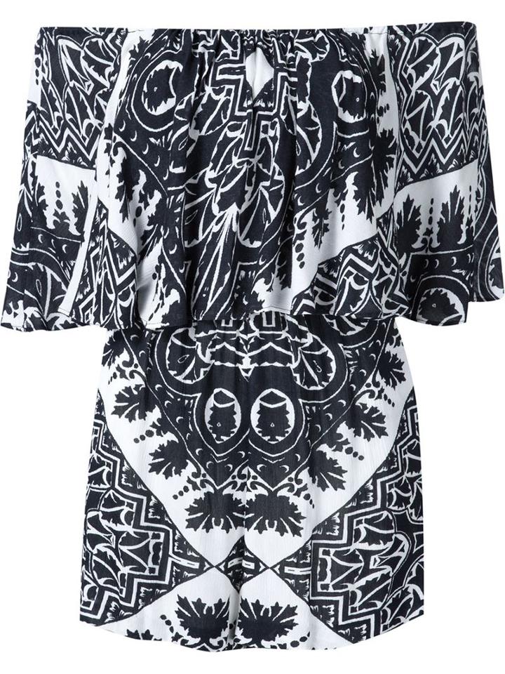 Alice+olivia Off-the-shoulder Playsuit, Women's, Size: 4, Black, Viscose