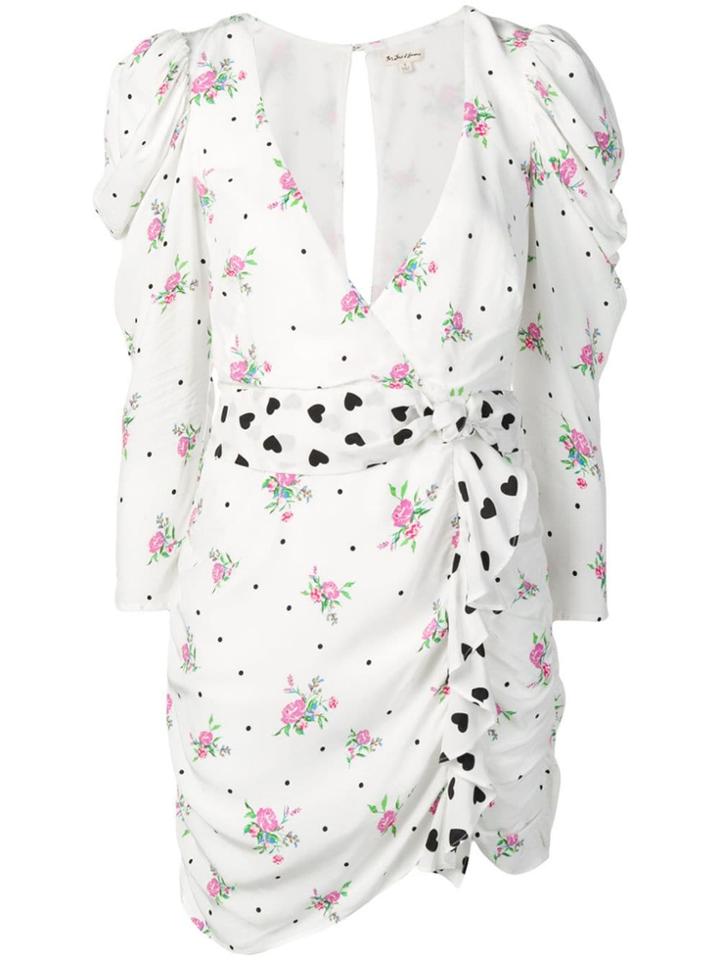 For Love And Lemons Ruched Print Dress - White