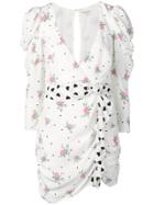 For Love And Lemons Ruched Print Dress - White
