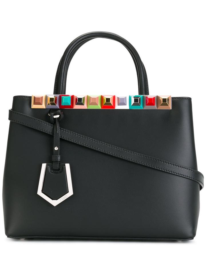Fendi 2 Jours Tote, Women's, Black, Calf Leather