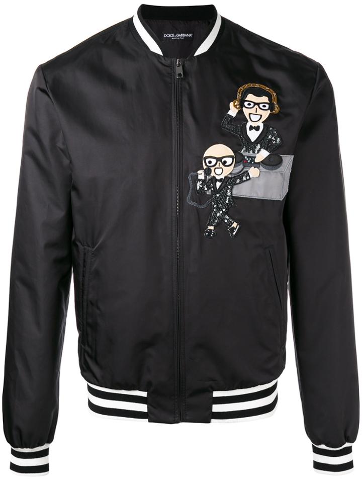 Dolce & Gabbana Musical Patch Bomber Jacket - Black