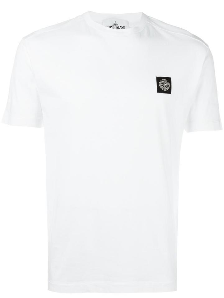 Stone Island Logo Patch T-shirt, Men's, Size: Medium, White, Cotton