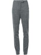 Strateas Carlucci - Textured Trousers - Women - Linen/flax/polyurethane/viscose - S, Grey, Linen/flax/polyurethane/viscose