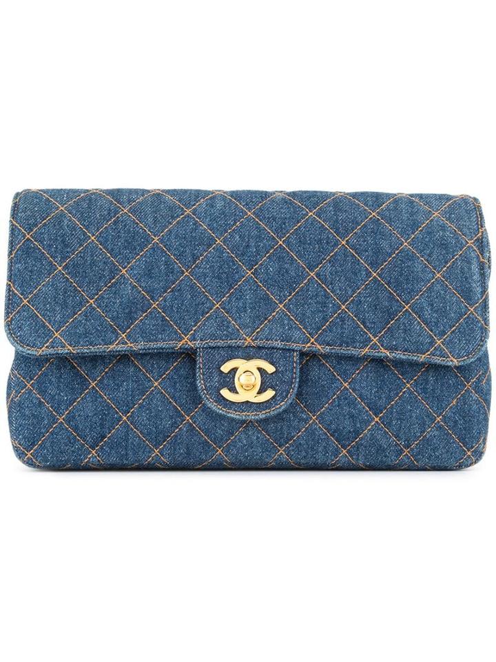 Chanel Pre-owned Cc Logos Chain Backpack Bag - Blue