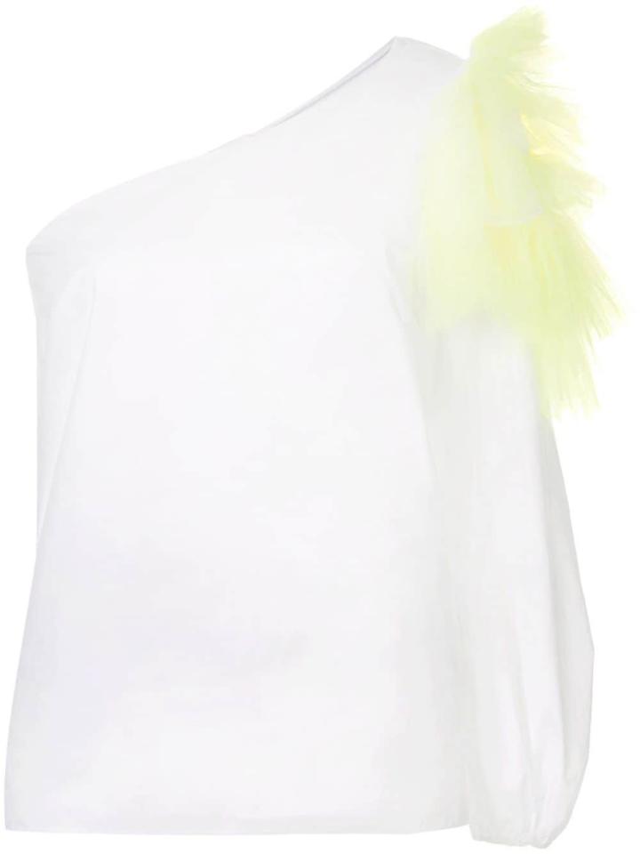 Delpozo One-shoulder Mesh Top - White