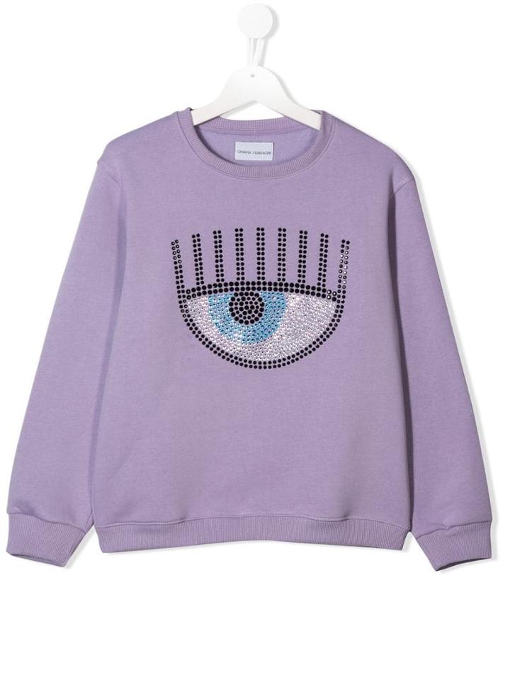 Chiara Ferragni Kids Teen Rhinestone-embellished Sweatshirt - Purple