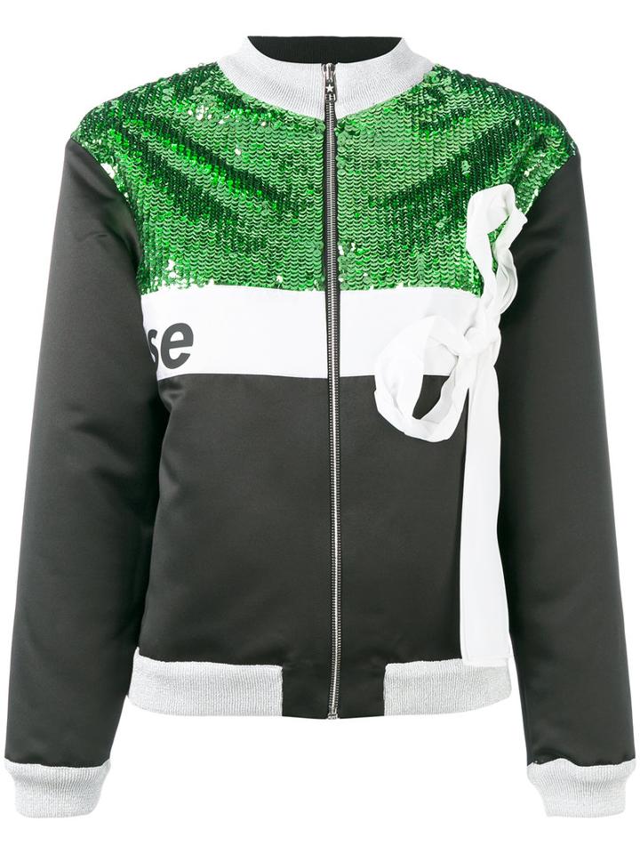 Brognano - Sequinned Bow-detail Jacket - Women - Polyamide/polyester - 42, Green, Polyamide/polyester