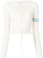 Ssheena Constrast Double Strap Sleeve Cardigan - White