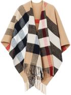 Burberry Check Wool Cashmere Cape - Brown